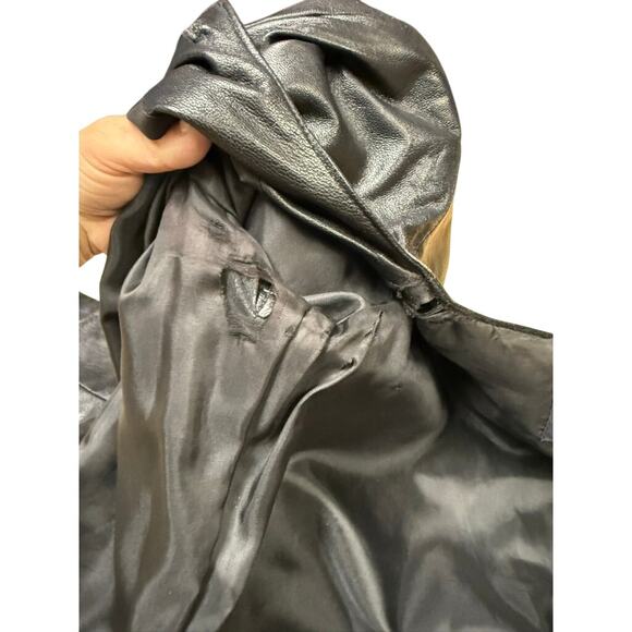 "NATURAL COMFORT" Butter Leather Zip Up Jacket SZ S PLZ READ Biker Sexy Goth - Picture 6 of 11